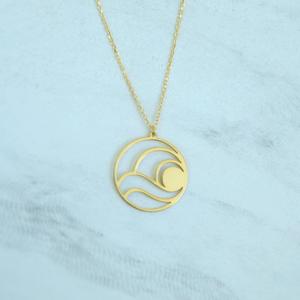 <span class=keywords><strong>Collana</strong></span> Sole Placcata <span class=keywords><strong>Oro</strong></span>, Gioielli con Ciondolo a Onda, Collane per Donne, Charm in Acciaio Inossidabile - Product Image 2