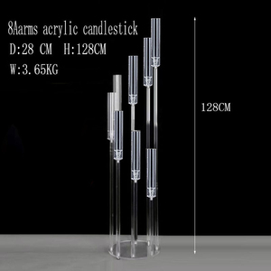 Candelabro alto de acrílico transparente de 8 cabezas de alta calidad, candelabro de cristal de boda, centros de mesa para decoraciones de boda - Product Image 3