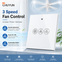 Ventilador de Techo Inteligente Chuyun con Wifi, Interruptor de Ventilador Inteligente Tuya con Wifi para UE y Reino Unido, con RF de 433 Mhz, Compatible con Alexa/Asistente de Google