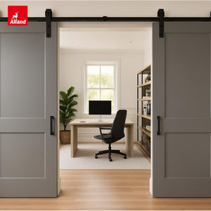 Puertas Corredizas Estilo Granero de Madera MDF Modernas Grises Resistentes y Elegantes de Alland, Diseño Australiano, Montaje en Pared - Product Image 1
