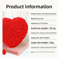 Rose en mousse PE, fleur éternelle, objet décoratif en forme de cœur. Cadeau pour la Saint-Valentin ou pour petite amie/meilleure amie.