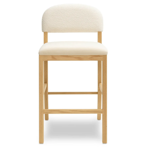 Tabouret de bar Celia Performance en chêne avec revêtement bouclé et design moderne pour usage commercial et salle à manger - Product Image 1