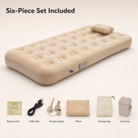 Matelas Gonflable Double Moderne 3 Saisons 150x200cm avec Pompe Électrique Intégrée et Surface Floquée pour Tente et Voyage en Voiture