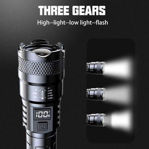 Nueva Linterna LED de 300 Lúmenes con Zoom, de Plástico ABS, Impermeable, Luz de Emergencia, Pantalla LCD de Potencia, Fuente de Luz P50, Linterna Frontal - Product Image 4