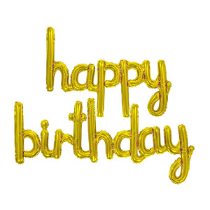 Globos de Aluminio para Fiesta de Cumpleaños, Letras 'Feliz Cumpleaños' en <span class=keywords><strong>Minúsculas</strong></span> de una Sola Pieza - Product Image 1