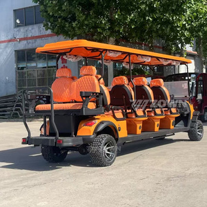 Carrito de golf eléctrico elevado de 10 plazas, color naranja, para excursiones turísticas en grupos grandes en áreas panorámicas - Product Image 4