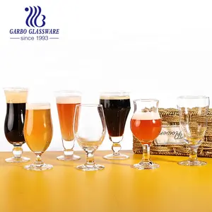 クラシックなスタイルのビールガラスカップカスタムロゴビール茎器小麦鋼メガネピルスナーバーガラス製品味ビールガラスセット