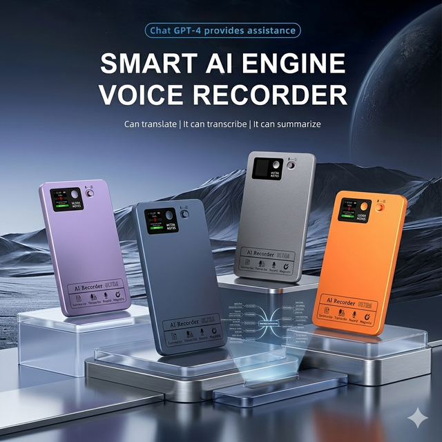 AI Voice Recorder ChatGPT-4.0 Powered Transcription Smart Note Taker Language Translation for 152 Languages 24/7 Support