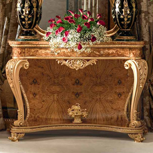Table console <span class=keywords><strong>de</strong></span> style français dorée avec miroir, sculpture <span class=keywords><strong>en</strong></span> bois classique royale, décoration <span class=keywords><strong>en</strong></span> feuille d'<span class=keywords><strong>or</strong></span>, luxe, salon, villa, bois massif - Product Image 2