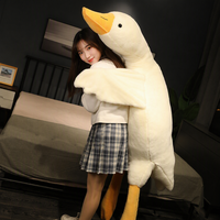 Grande Oie Blanche Brodé(e) en Peluche Super Douce, Jouet Confortable en Coton PP, Animal en Peluche Rembourré, Cadeau d'Anniversaire pour