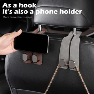Crochet universel 2-en-1 de qualité supérieure pour appuie-tête de voiture, en suède premium, double, grande capacité de charge 20 kg, pour siège arrière - Product Image 6