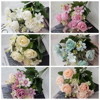 Bouquet de roses artificielles, fleurs artificielles réalistes, douces, faites à la main, style naturel, décoration pour la maison et les mariages, transfrontalier, murale HYMW81110