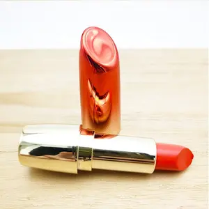 Crea il tuo Logo con custodia a forma di Chapstick metallizzato in oro rosso sfumato contenitore per rossetto in plastica vuoto tubo di bellezza