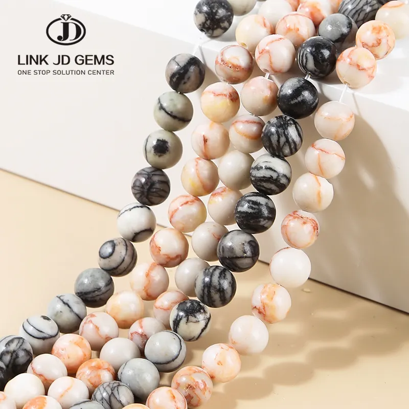 Perles en pierres naturelles à filet, couleur noire et blanche, pierres semi-précieuses, accessoires pour bijoux, 10 pièces, vente en gros