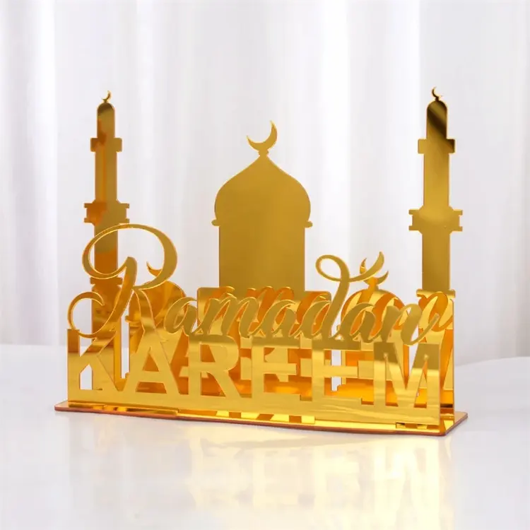 Dekorasi meja akrilik bulan Festival Al hidangan Muslim, dekorasi pesta Festival Islam, ornamen liburan untuk hadiah Lebaran