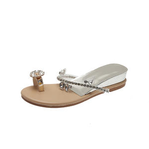 Sandales plates montantes à bride cheville pour femme, à enfiler, printemps-été-automne, chaussures de plage d'extérieur antidérapantes et amortissantes - Product Image 1