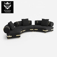 Italienische Luxus benutzer definierte cremeweiße Stoff Schnitts ofa Set 3 Halbmond form Modular ausziehbar Abschnitt Modern gepolstert