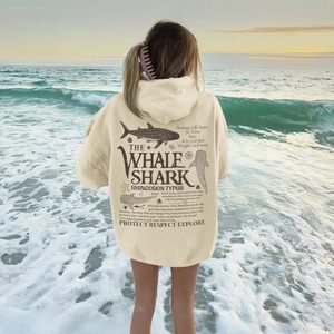 Sudadera con Capucha de Tiburón Ballena para Mujer, Sudadera Informal de Forro Polar, Sudadera con Estampado de Animales Marinos - Product Image 5