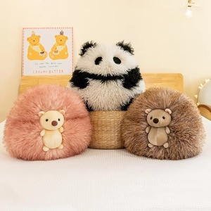 Peluche de Erizo, Muñeco de Gato Blanco y Negro, Cojín de Sofá Adorable, Muñeco de Animal de Pelo Largo, Almohada Redonda, Decoración del Hogar, Regalo Festivo - Product Image 1