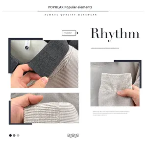 Suéter de Dos Piezas Antiarrugas para Hombre, de Punto, de Poliéster y Elastano, Forrado de Felpa, Acolchado de Felpa, para Otoño - Product Image 5