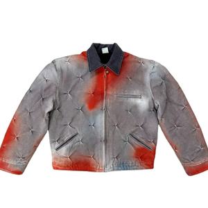 Veste d'hiver pour homme en toile vintage 2025 - Écologique, coupe-vent, délavée, avec fermeture éclair et logo sur le devant - Product Image 4