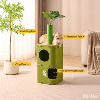Condo pour chat multi-espaces en bois avec griffoir, perchoir supérieur, espace privé à plusieurs niveaux, arbre à chat d'intérieur, carton écologique