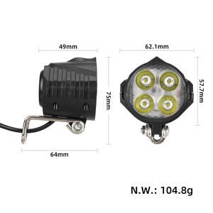 ไฟหน้าจักรยานไฟฟ้า 36V 48V พร้อมแตร ไฟส่องสว่างกำลังสูง สำหรับจักรยานไฟฟ้า สกู๊ตเตอร์ ไฟ LED กันน้ำ ใช้ภายนอกอาคาร พร้อมแตร - Product Image 2