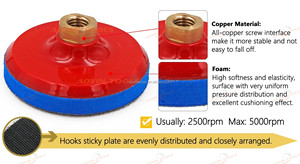 Almohadillas de respaldo de Velcro rojo Espuma flexible Azul de 7mm para pulir Lijado-Respaldo de gancho y bucle duradero-4 ", 5", 6 "Disponible - Product Image 4