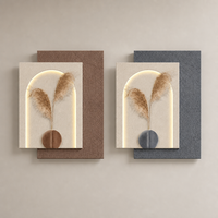 Décoration Murale Lumineuse 3D en Relief Style Nordique Wabi Sabi avec Arche d'Herbe de la Pampa pour Salon et Chambre à Coucher, Livraison Directe OEM