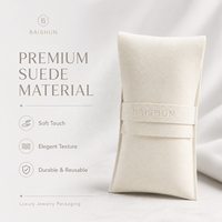 Pochette cadeau en microfibre blanche avec logo personnalisé, douce, anti-rayures, anti-poussière, pour bagues, voyage, OEM, pochette en micro-suède blanc pour bijoux