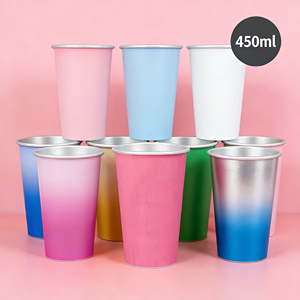 Gobelet en aluminium réutilisable de 500 ml et 450 ml pour café, bière, jus, soda, boissons froides, avec logo personnalisé, vente en gros - Product Image 1