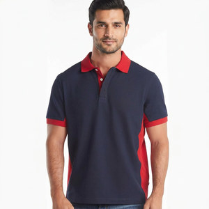 Men's 100% Cotton Short Sleeve Color <b>Block</b> Print Performance Pique for Shirt with Applique Pocket Casual Slim Fit Anti-Wrinkle - Product Image 1