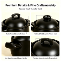 Casserole en céramique résistante aux hautes températures, antiadhésive, compatible lave-vaisselle, avec couvercle, pour la cuisson du riz et des ragoûts, pour la cuisine domestique