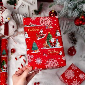 MAYPLUSS Red Christmas <b>Wrapping</b> <b>Paper</b> 17in X 33ft Santa Claus Tree Design Double Side Coated Art <b>Paper</b> - Product Image 6