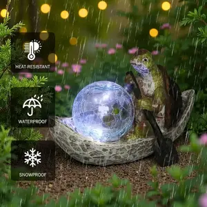 Tortue verte et <span class=keywords><strong>globe</strong></span> craquelé Sculpture en résine Festive LED-Lit Outdoor Christmas Display Figurine Ornament Inspiré par Anime Art - Product Image 5