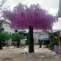 Pohon bunga Wisteria buatan, bunga sutra ungu tanaman Wisteria untuk dalam ruangan luar ruangan rumah pesta pernikahan dekorasi restoran