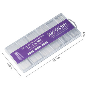 Super lange Wasserpfeife Nagels pitze Transparent ABS Natürlicher Sarg Ballerina Quadrat Stiletto Volle Abdeckung Französisch Falsche Nagels pitzen Kleber - Product Image 6