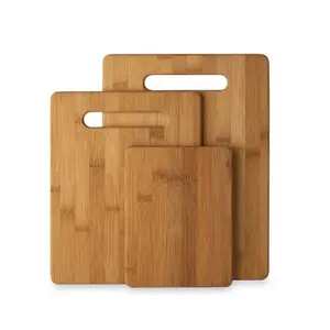 ZB BSCI Factory 3 Pieces Totally Moso Bamboo Cutting Board Set and Chopping Board