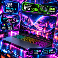 Notebook Gaming 16 Inci RTX 5060 8GB GDDR7 Core Ultra 7 255HX 32GB DDR5 1TB PCIe Gen4 SSD 2560x1600 OLED 165Hz Laptop