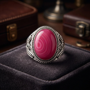 Unique 925 Sterling Solid Silver Natural Botswana Agate Gemstone Oval Cut Bezel Setting Handmade Wedding & Party Ring Jewelry - Product Image 2