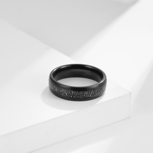 <b>Tungsten</b> Steel Black Ring 4mm 6mm 8mm Inlaid Simple Unisex Jewelry Gift Fashion Rings - Product Image 3
