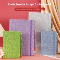 Carnet de notes à couverture rigide en PVC avec sangle à paillettes, carnet créatif personnalisé à sequins, journal exquis pour étudiant, vente en gros