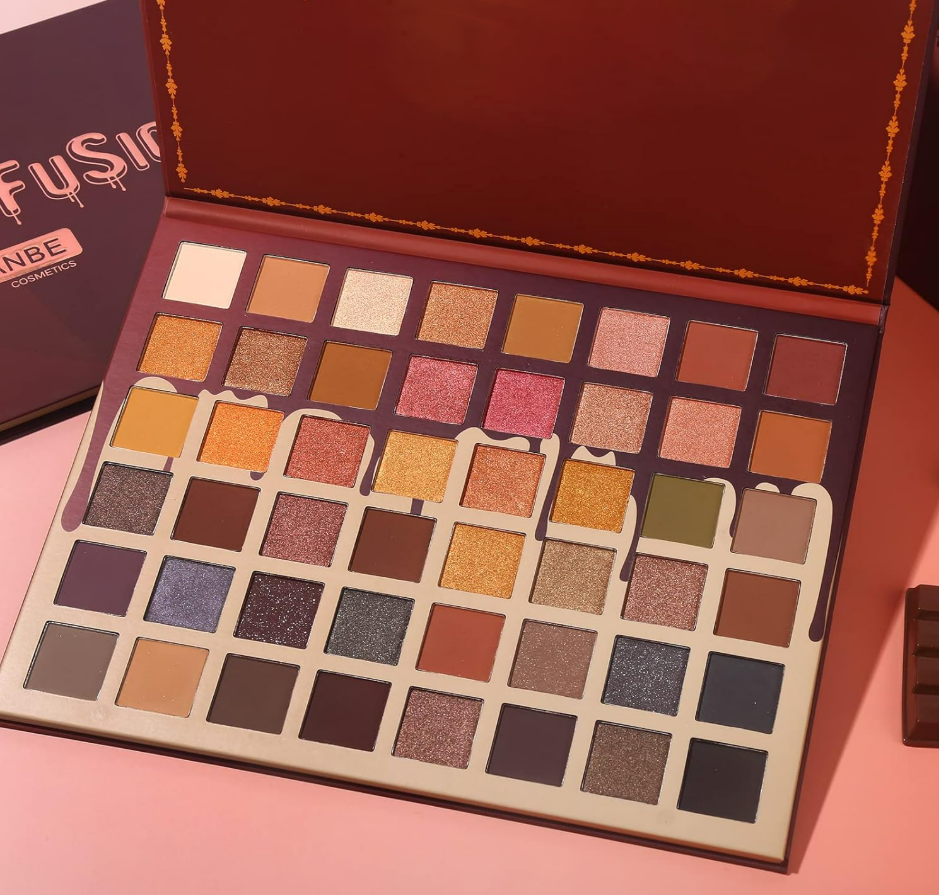48 High-Pigmented Colors Rainbow Matte Shimmer Glitter Eye Shadow Palette Luminous Satin Metallic Finishes for Light Dark Skin