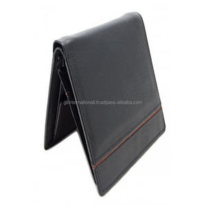 Portefeuille en cuir de vachette véritable avec poche pour monnaie fente pour cartes RFID bloquant portefeuille en cuir à deux volets pour hommes - Product Image 1