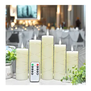 5 PCS/set Elegant and Safe Flameless Pillar Candles Copper Wire LED String lights Ideal for Romantic Dining