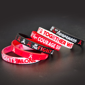 Logotipo personalizado Cinta roja Prevención del VIH Pulsera de silicona Promoción DE LA SALUD Sensibilización Pulsera de goma para uso en eventos - Product Image 2