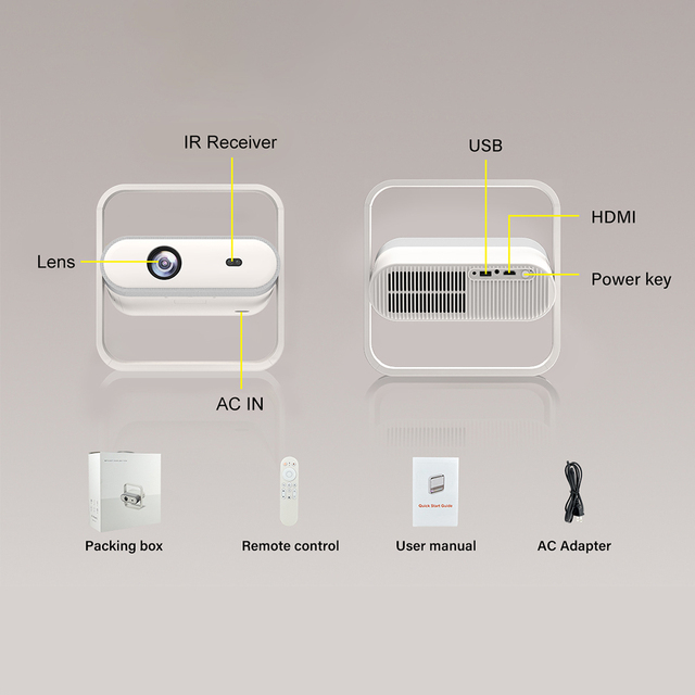 H3 Home Mini Handy Projector Full Hd 1080p Projector Android 13 Projector 1920x1080P Home Video Android Projector