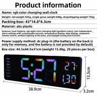 RGB-Ambientelicht Nachtlicht Großbildschirm Elektronische Wanduhr Nordischer Stil Digitaler Minimalistischer Wecker Plastik Geräuschloser Modus