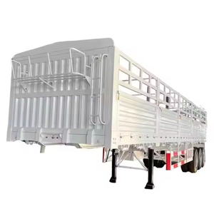 Semi-remorque de transport de bétail à 3 essieux, 60 tonnes, pour animaux (bovins, ovins, volailles), avec clôture latérale, prix de vente - Product Image 1