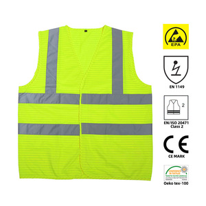 Gilet de sécurité antistatique fluorescent réfléchissant EPA, classe 3 ANSI/EN1149, avec LED clignotante et fibre de carbone, pour l'industrie papetière et pharmaceutique - Product Image 1